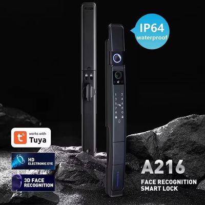 Zwart slimme deur slot met camera en vingerafdruk 3D gezichtsherkenning TUYA waterdicht slot