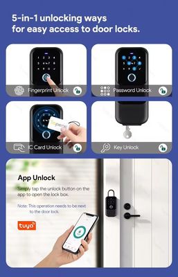 Home Hotel Office WiFi Connected Smart Lock Tuya Network Elektronische wachtwoordbox Metalen poort Glas IP65 waterdicht