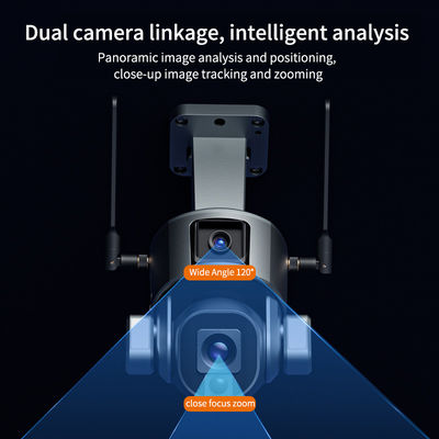 4K Solar Human Double Lens Surveillance Camera met aan boord geschikte opslag en zonne-energie