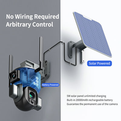 Draadloze WiFi-bewaking met dubbele 4K zonnecamera 10X optische zoom en nachtzicht