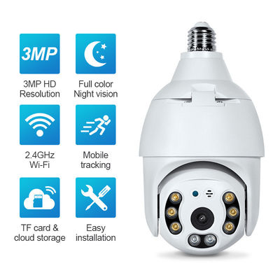 360 graden HD-bewaking PTZ-beveiliging Wifi Cctv-netwerkcamera voor slimme gloeilamp