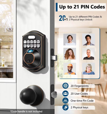 Sleutelloze toegang vingerafdruk deur slot Tuya Smart Memory Card Data opslag Optie Grijs