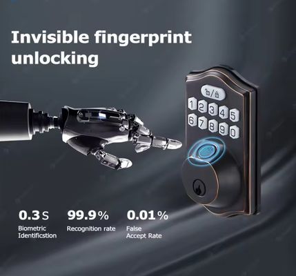 Sleutelloze toegang vingerafdruk deur slot Tuya Smart Memory Card Data opslag Optie Grijs