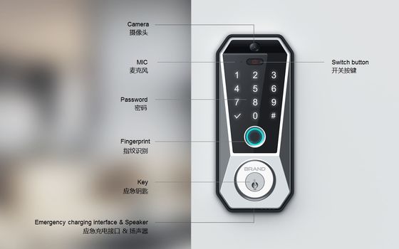 Tuya WIFI Digital Smart Door Lock met geheugenkaart data opslag en vingerafdruk toegang