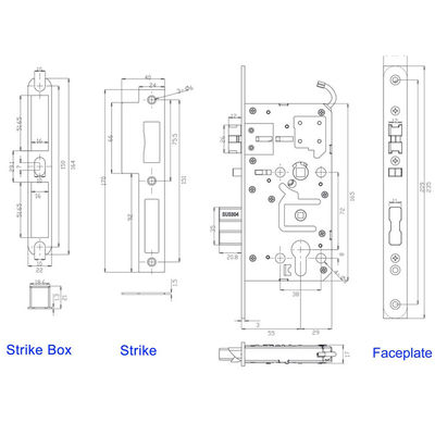 Zilveren Europese norm EN12209 Motor binnen Elektronisch slot Lichaam Mortise Metalen slot