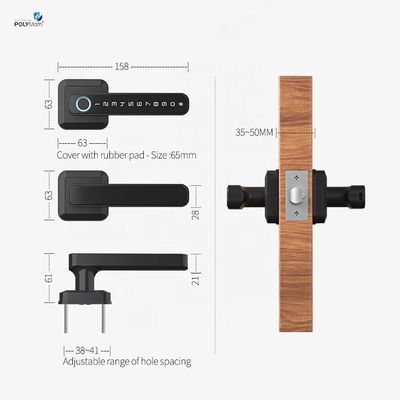 Wifi App Smart Door Elektronisch slot met vingerafdruk Handle Waterdicht Tuya TT Lock