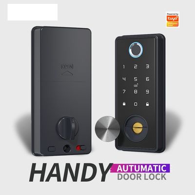 Zwart Smart WiFi Tuya Vingerafdruk Digitaal deur slot Ontsluit met code APP en vingerafdruk