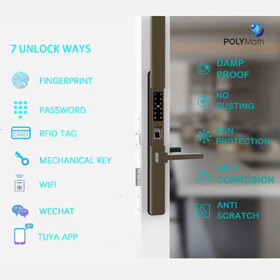 Digitaal Sleutelloos Waterdicht Tuya WiFi App Smart Door Lock Biometrisch Vingerafdruk Handle