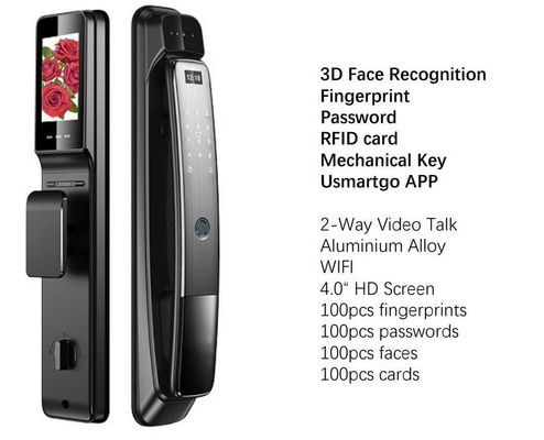 Verbeterde beveiliging 3D gezichtsherkenning slimme deur slot met camera en wifi-connectiviteit