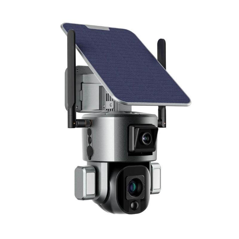 Draadloze WiFi-bewaking met dubbele 4K zonnecamera 10X optische zoom en nachtzicht