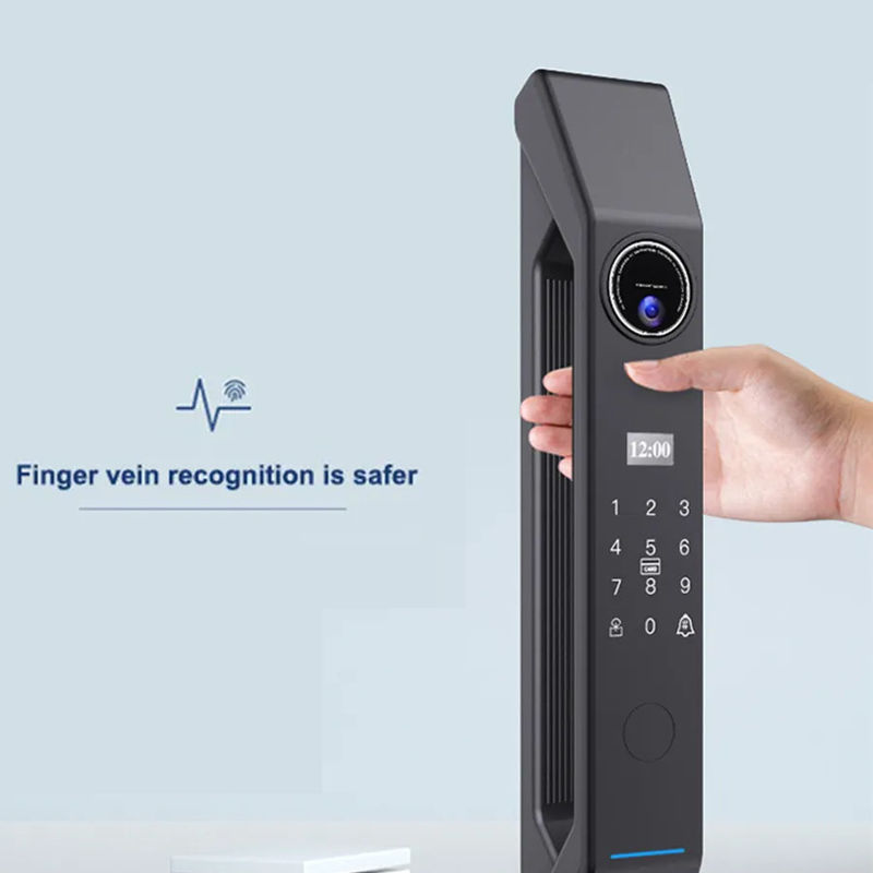 Zilveren Blauwe Mocha Digitaal Smart Door Lock Vingerafdruk / wachtwoord / Kaart Ontsluit 100 Capaciteit